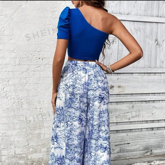 Shein Blue Summer Crop Top - Picture 2 of 6
